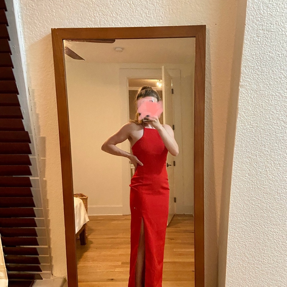 Lea & Viola Vibrant Red Backless Dress